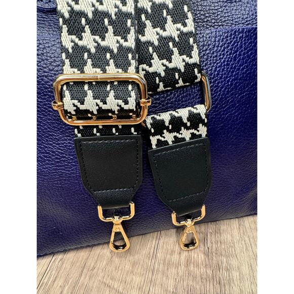 Wide Crossbody Strap Guitar Strap Herringbone Black White Bag Strap FAST SHIP - Picture 2 of 4